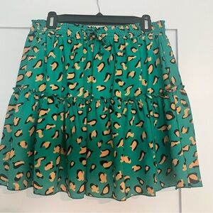 Stylish Green Leopard Print Skirt